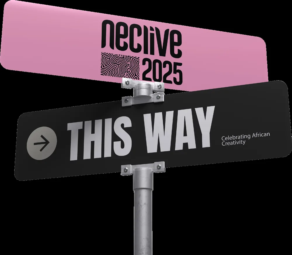 This Way sign on a black background