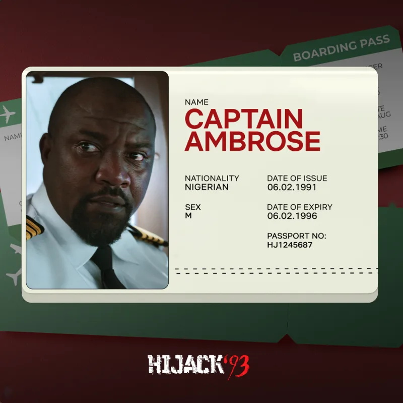 Hijack 93 passport card for Captain Ambrose